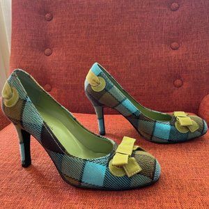 Amanda Smith Retro Plaid Heels with Bow - size 7